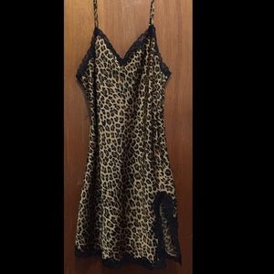 Cheetah Victoria’s Secret satin & lace slip dress